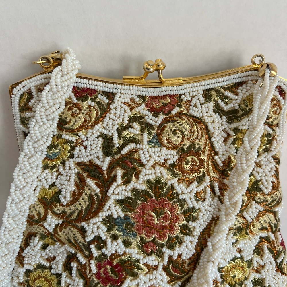 Walborg Vintage Beaded Tapestry Kiss-Lock Shoulder/Crossbody + Coin Purse - Picture 4 of 14